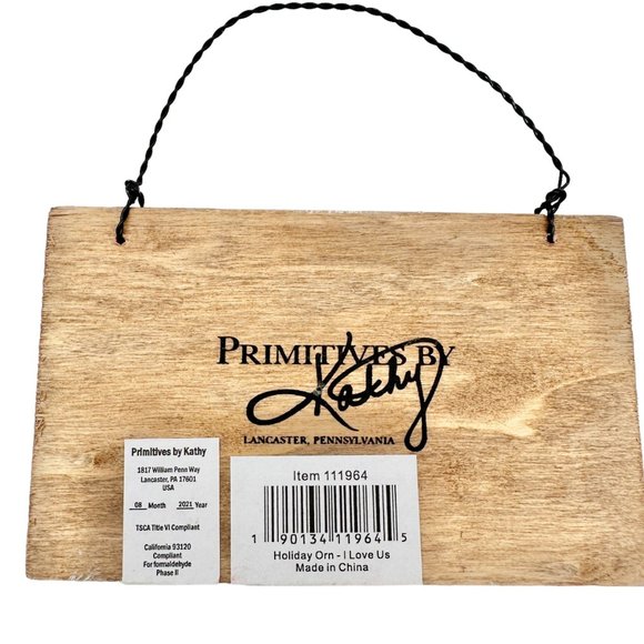 Primitives By Kathy Set of 4 Valentines Ornaments Love Wooden Hanging Sign 5x3 - Picture 9 of 10